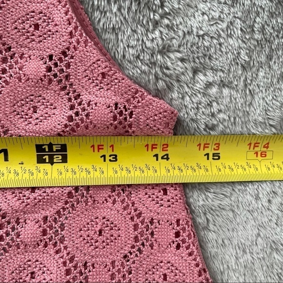 Beautees Pink Lace Sleeveless Hooded Open Front Cardigan Size 14 - Picture 6 of 7